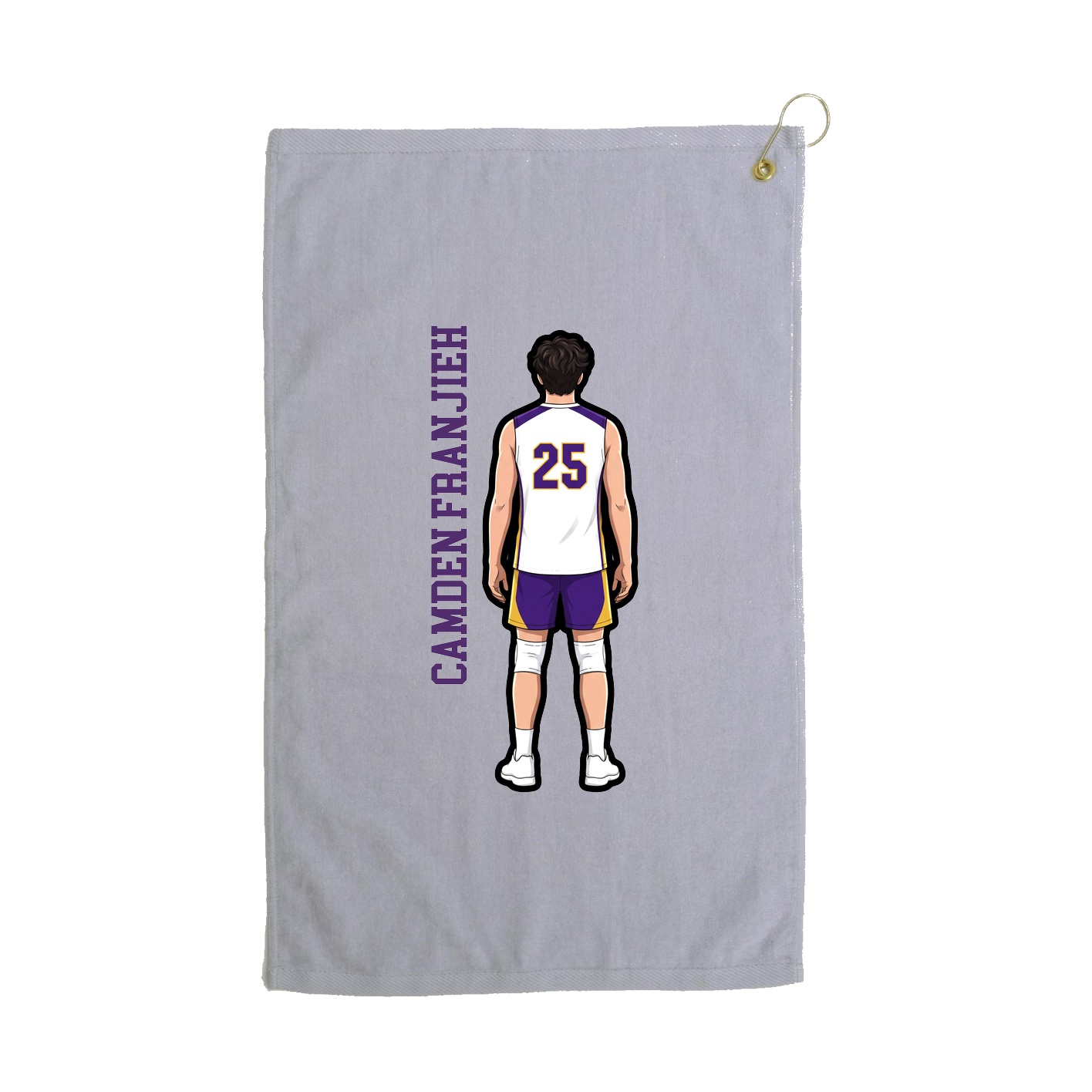 Golf Towel — Name Vertical in Grey