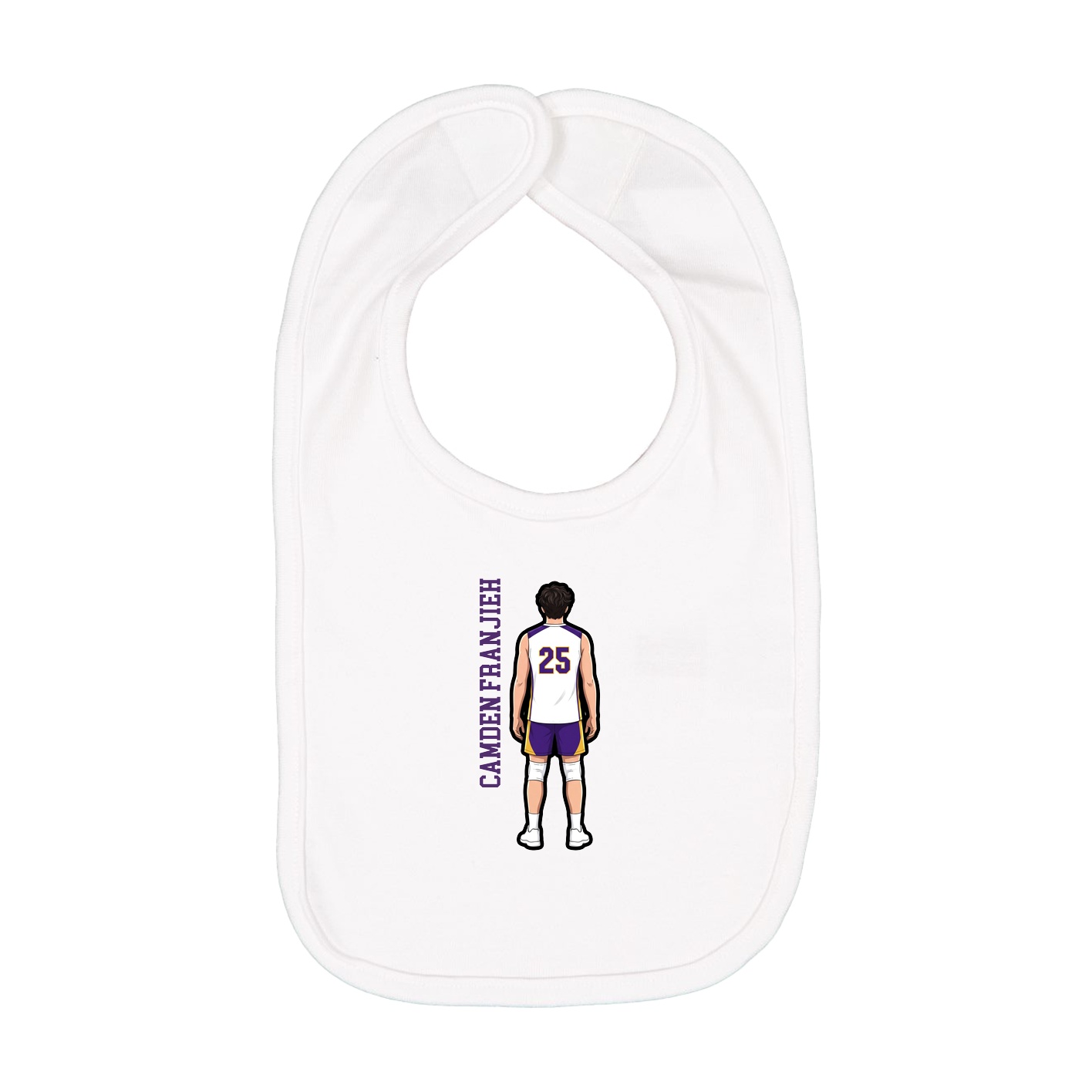 Infant Bib — Name Vertical in White