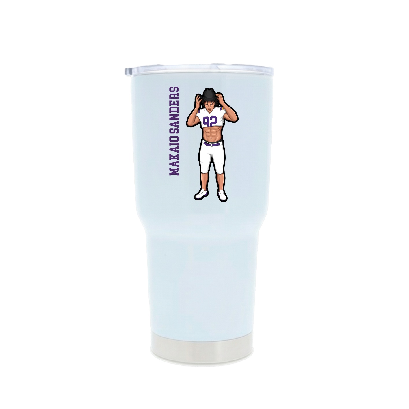30oz Stainless Steel Tumbler — Name Vertical in White