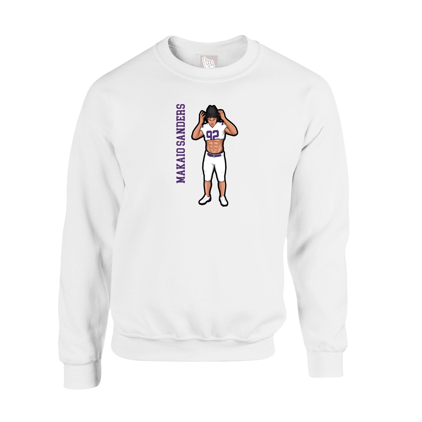 Fleece Crew — Name Vertical in White