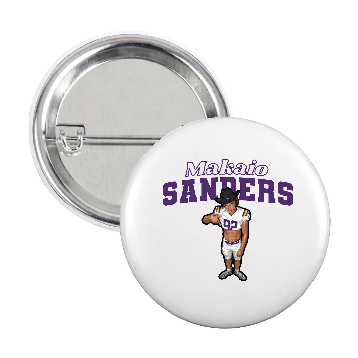 Game Day Button — Name Arch in White