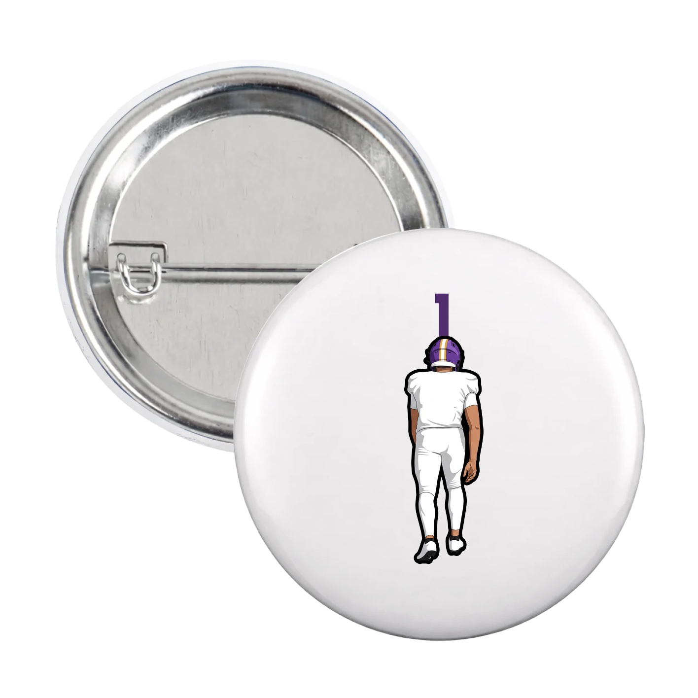 Game Day Button — Number Top in White