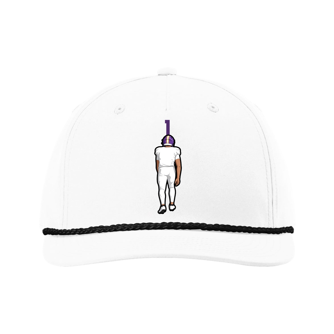 Five-Panel Classic Rope Cap — Number Top in White