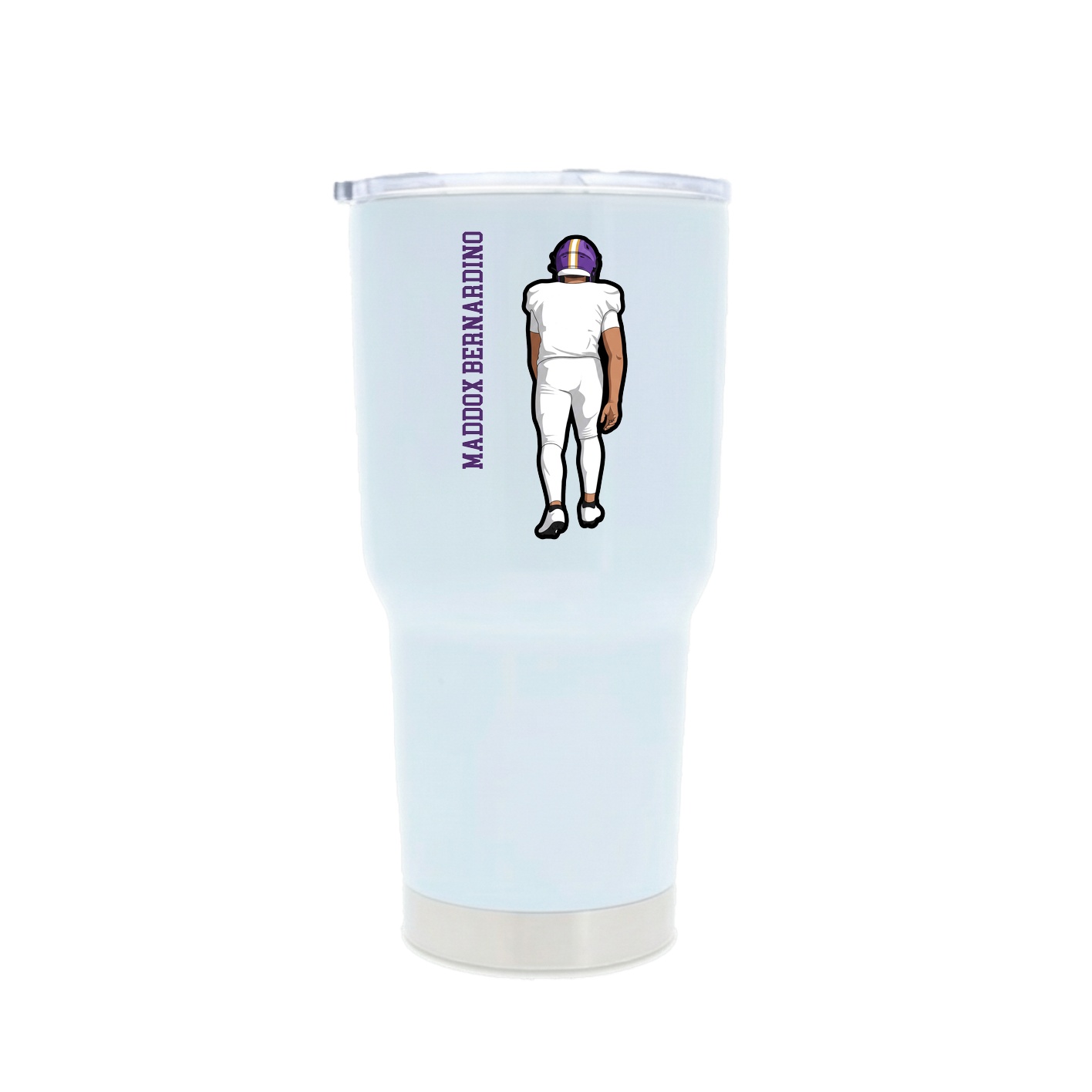 30oz Stainless Steel Tumbler — Name Vertical in White