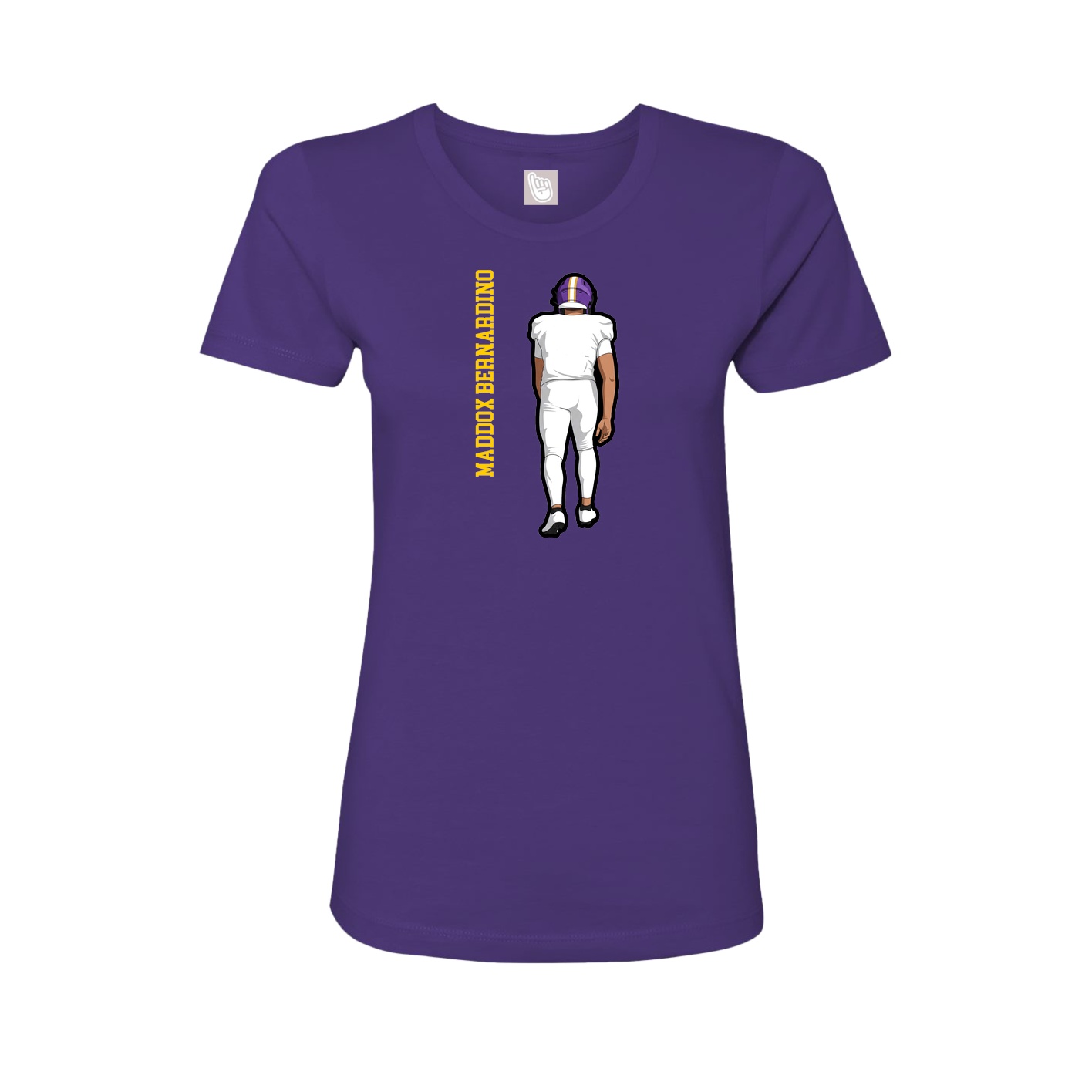 Fitted Women's Tee — Name Vertical in Purple