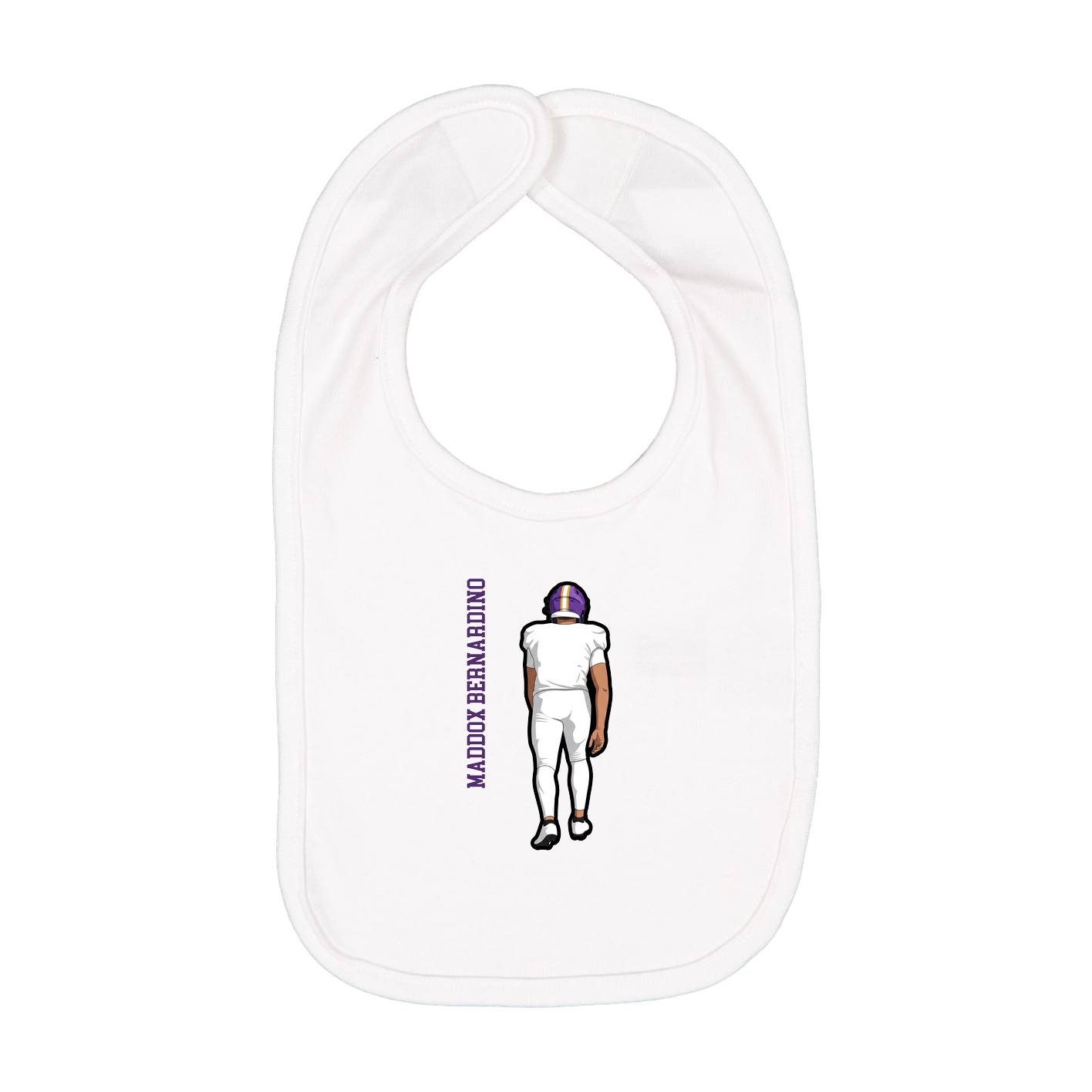 Infant Bib — Name Vertical in White