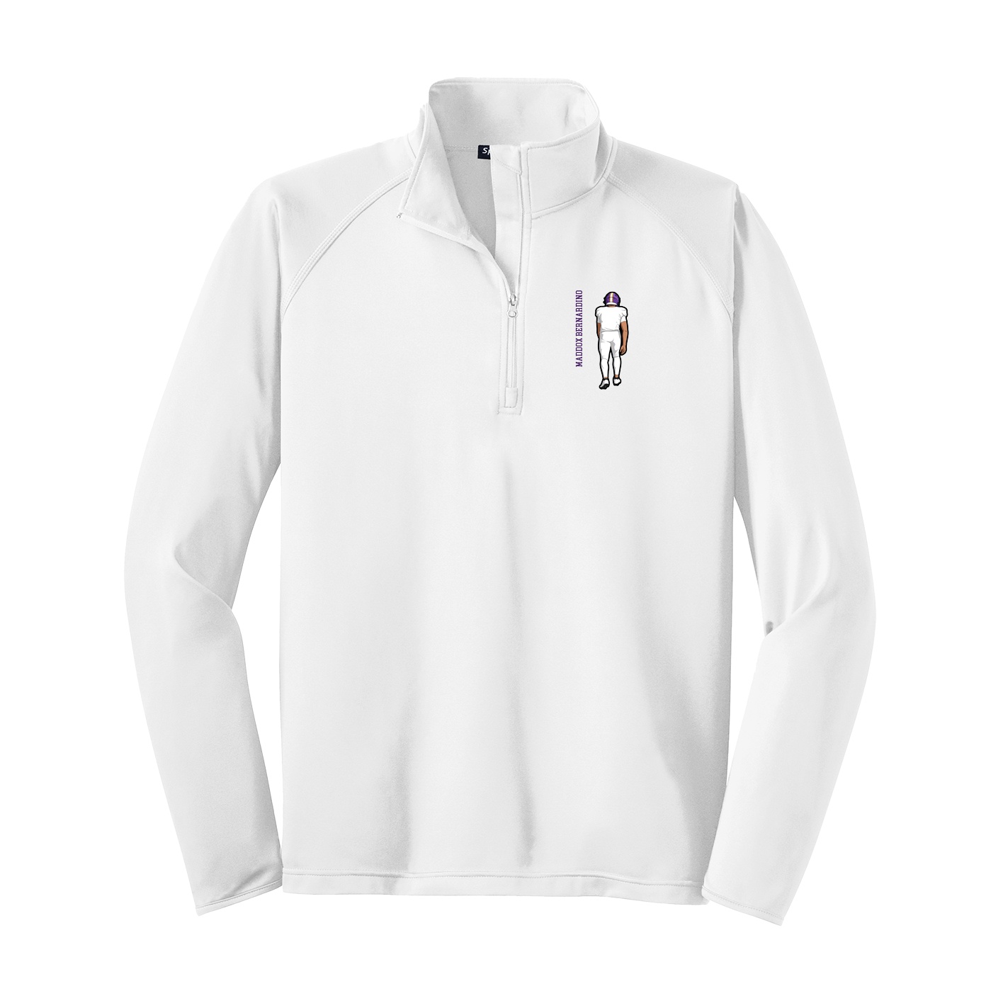 Q-Zip Pullover — Name Vertical in White