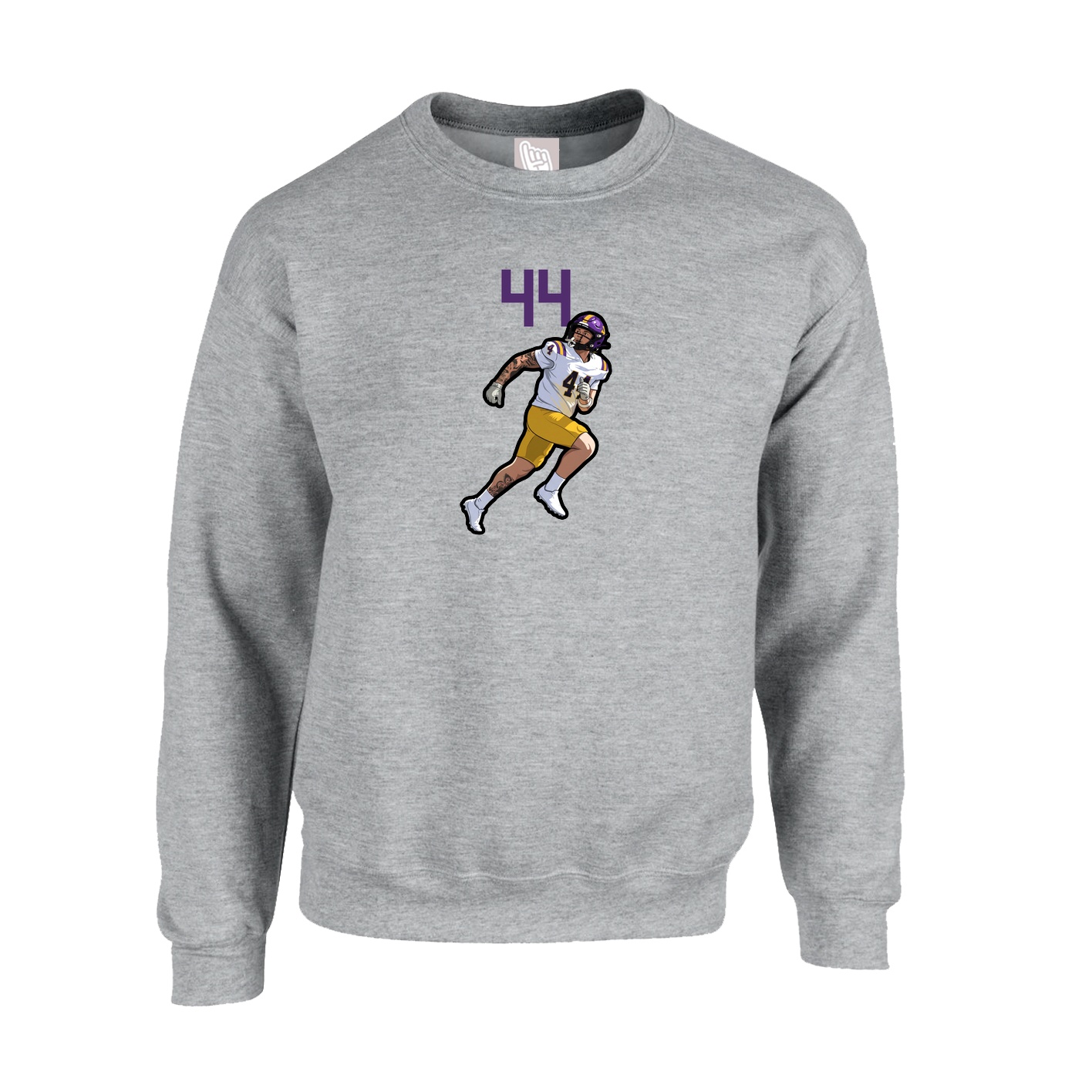 Fleece Crew — Number Top in Grey