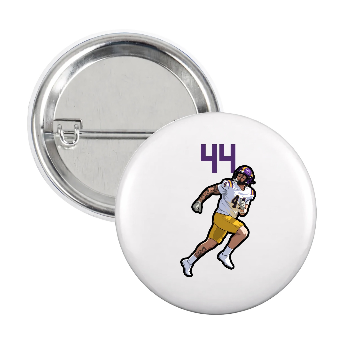 Game Day Button — Number Top in White