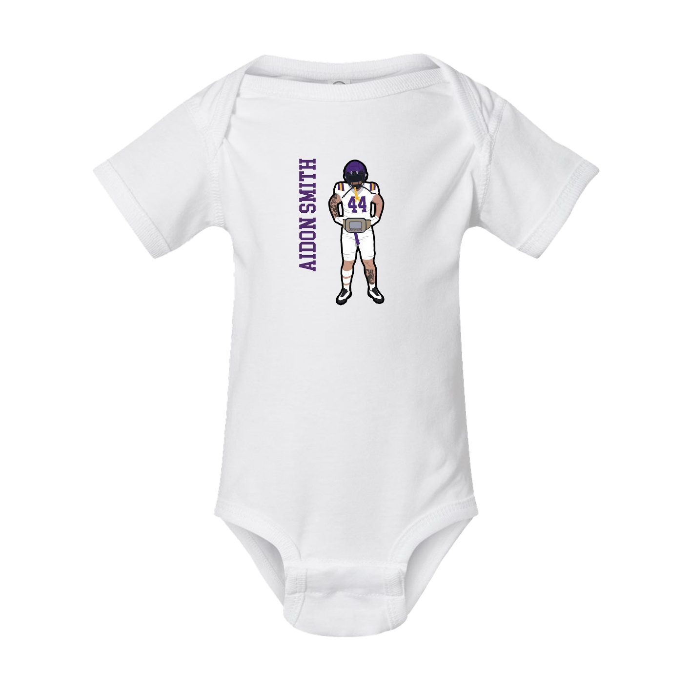 Baby Onesie — Name Vertical in White