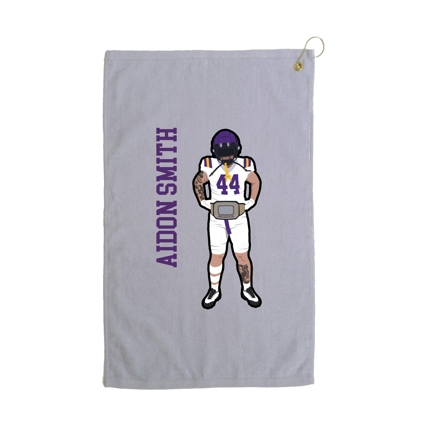 Golf Towel — Name Vertical in Grey
