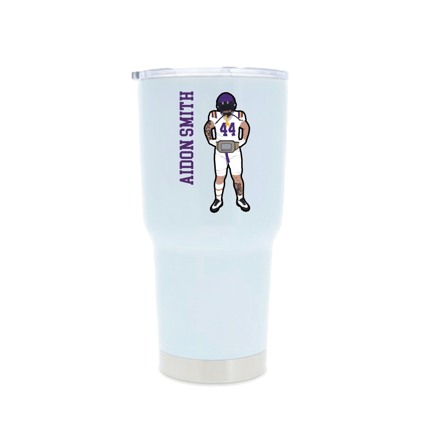 30oz Stainless Steel Tumbler — Name Vertical in White
