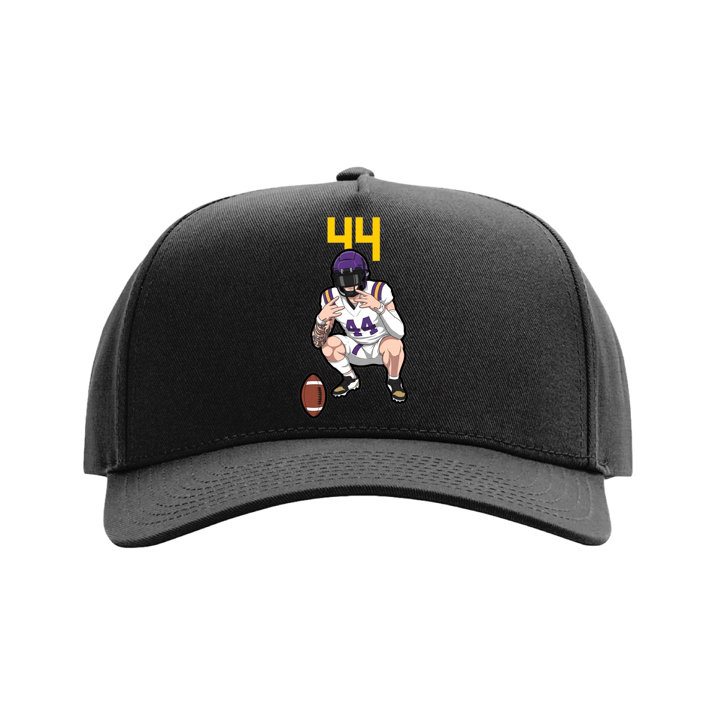 Full Fabric Five-Panel Champ Cap — Number Top in Black
