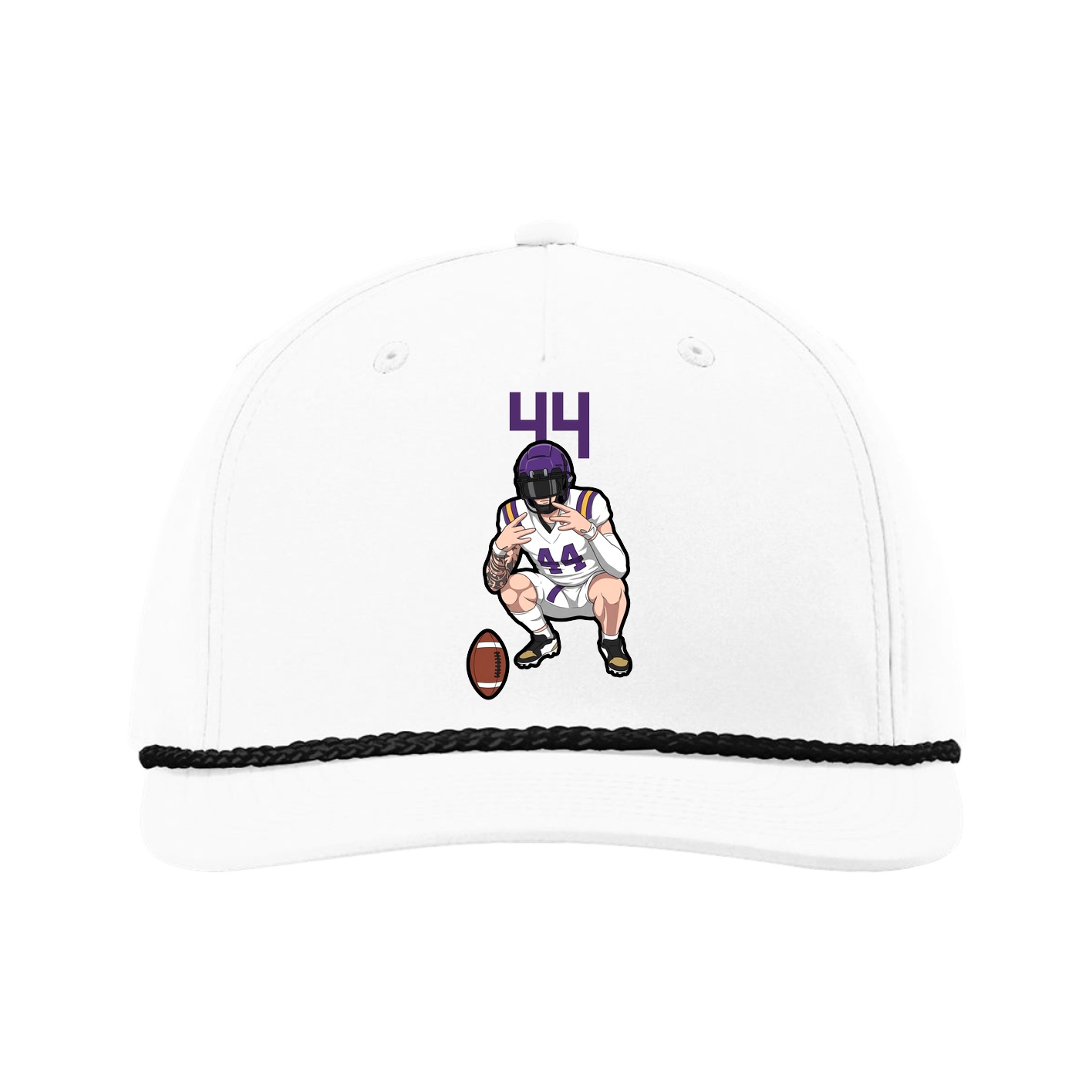 Five-Panel Classic Rope Cap — Number Top in White