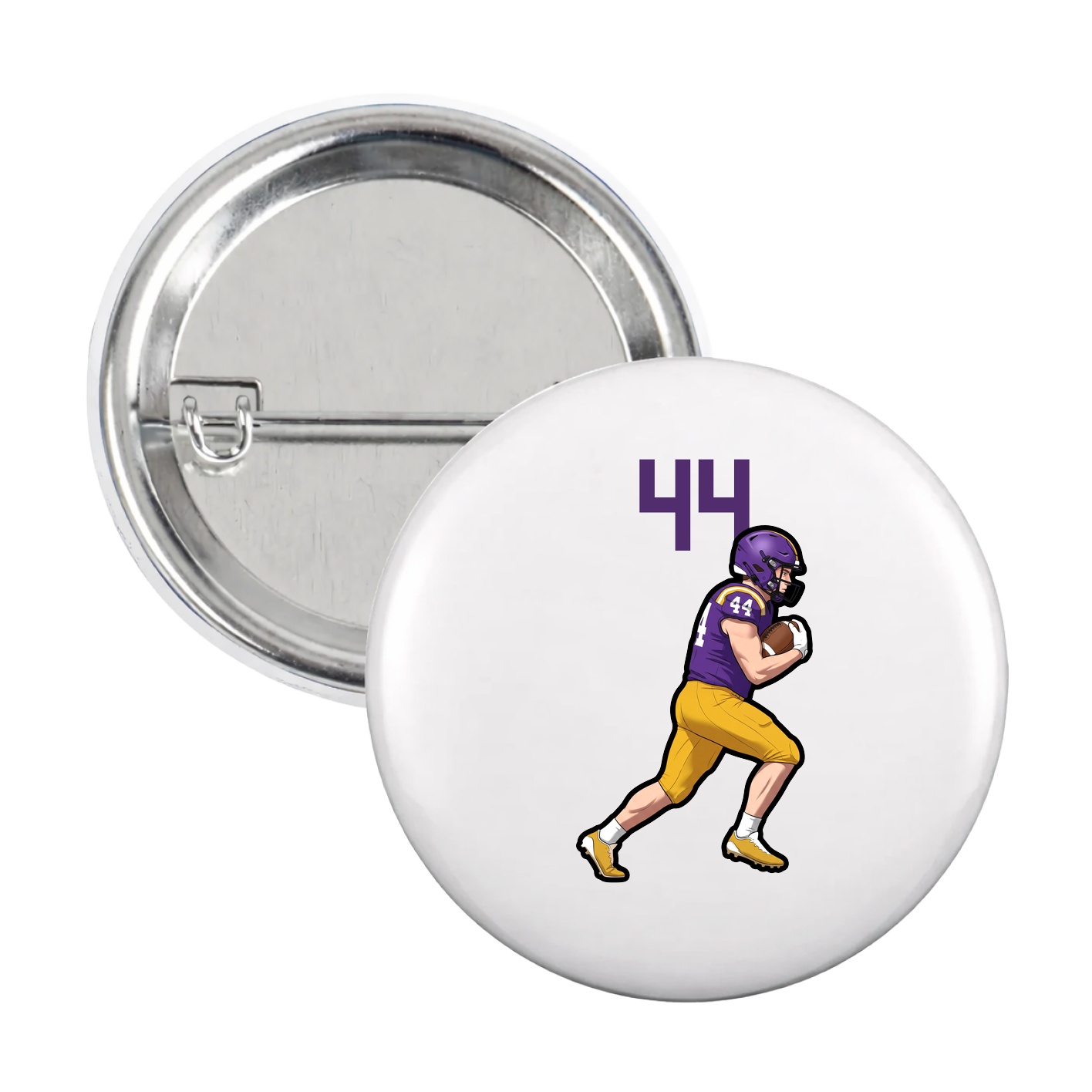 Game Day Button — Number Top in White