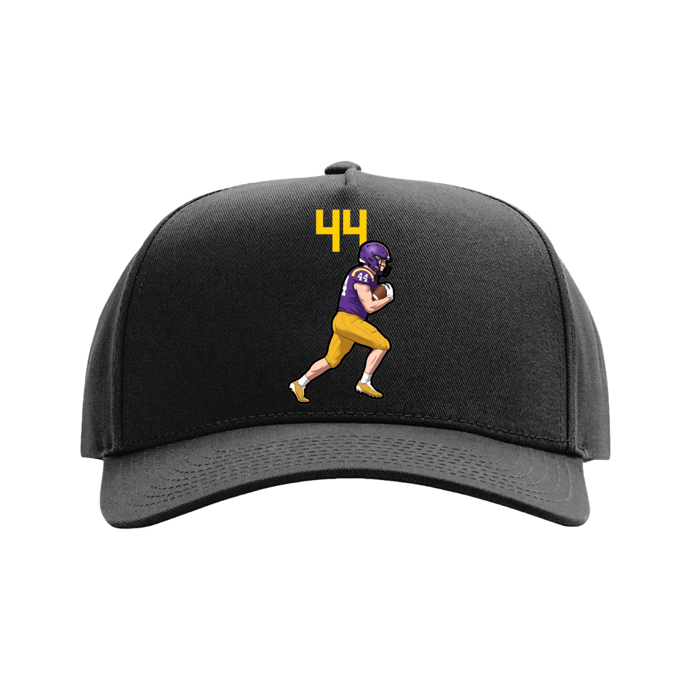 Full Fabric Five-Panel Champ Cap — Number Top in Black