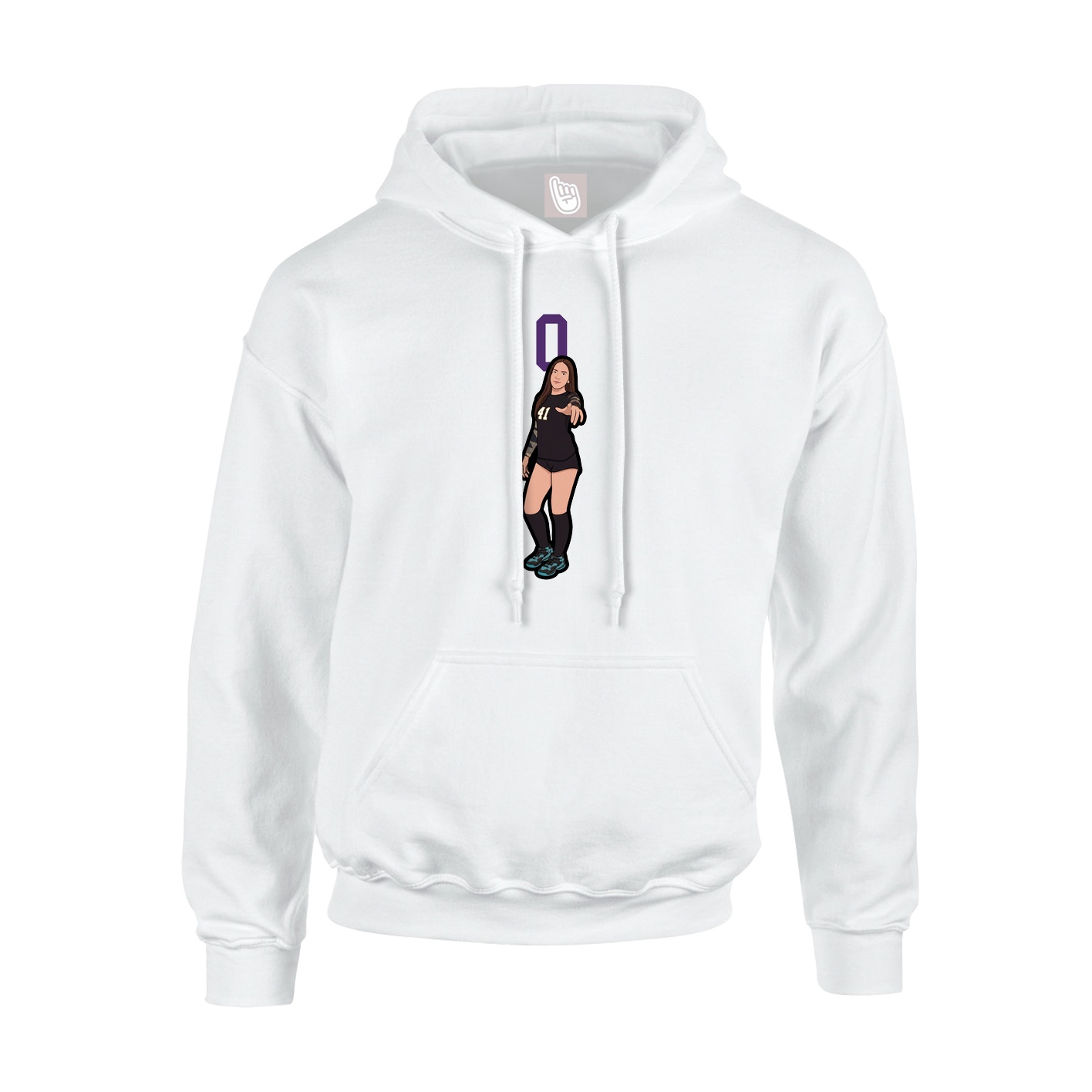 Youth Hoodie — Number Top in White