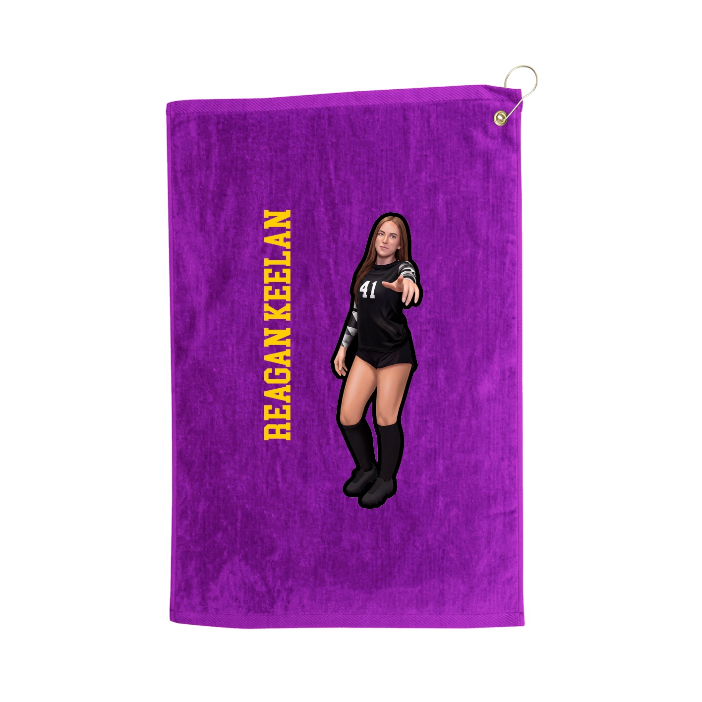 Golf Towel — Name Vertical in Purple