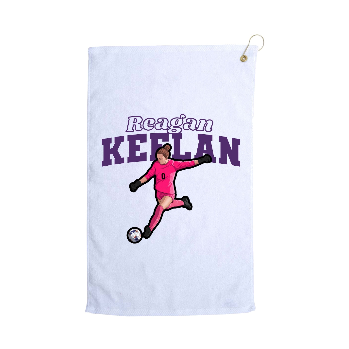Golf Towel — Name Arch in White