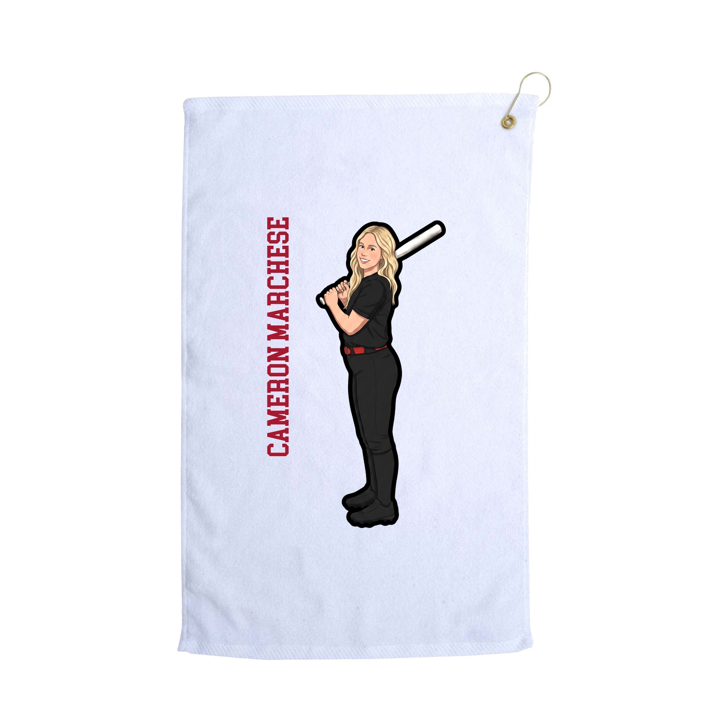 Golf Towel — Name Vertical in White