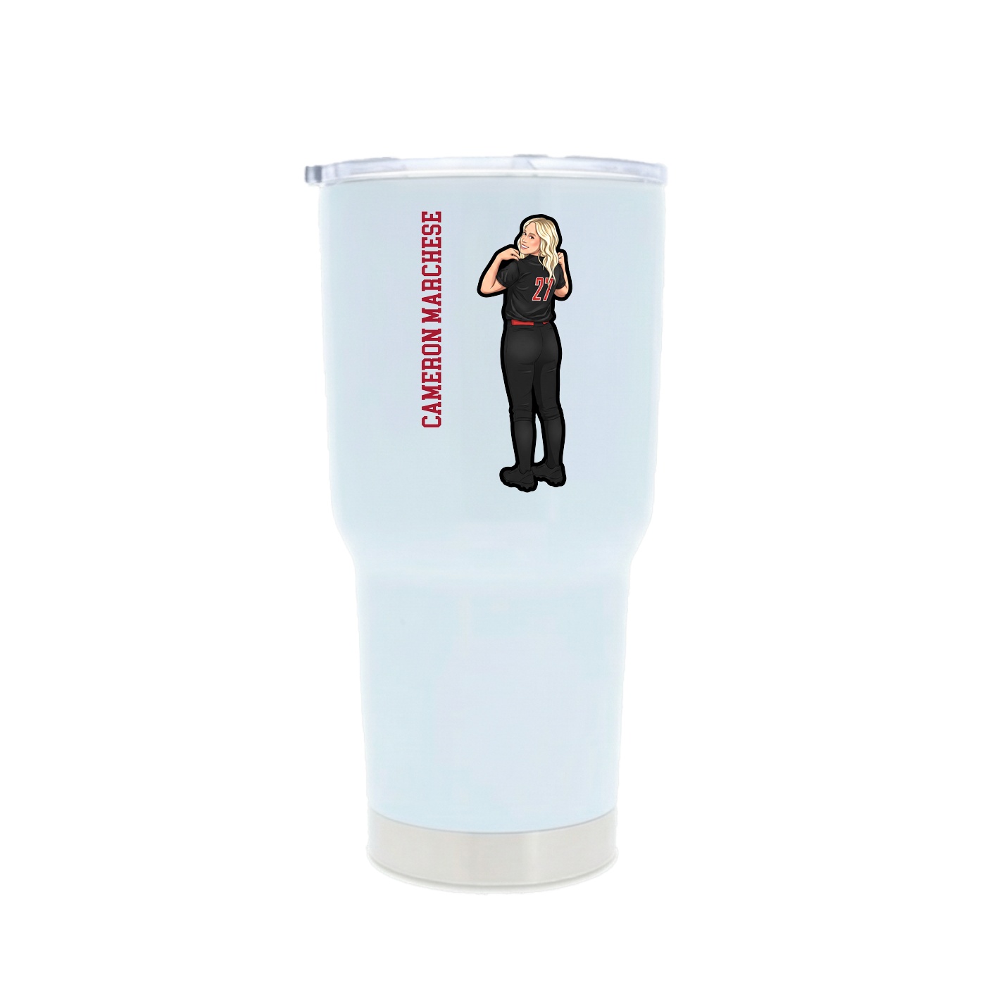 30oz Stainless Steel Tumbler — Name Vertical in White