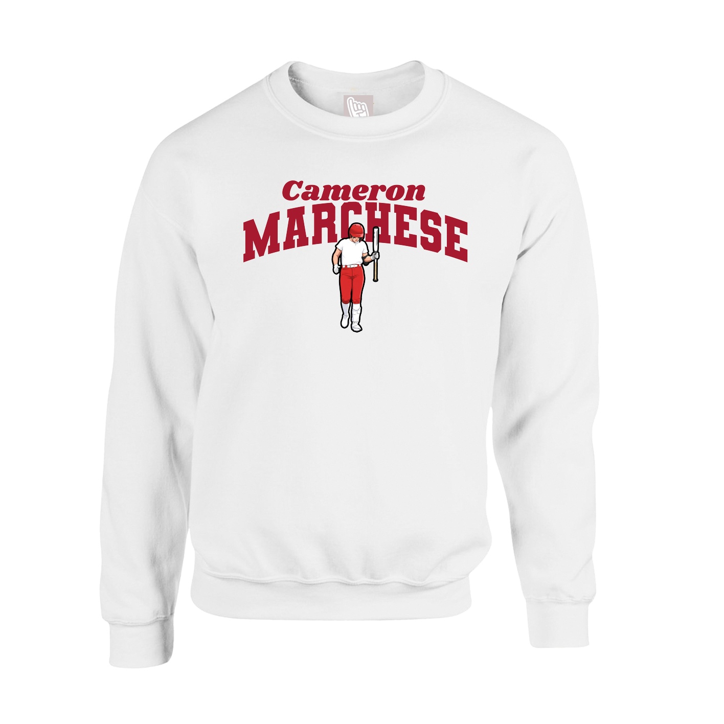 Fleece Crew — Signature Arch in White