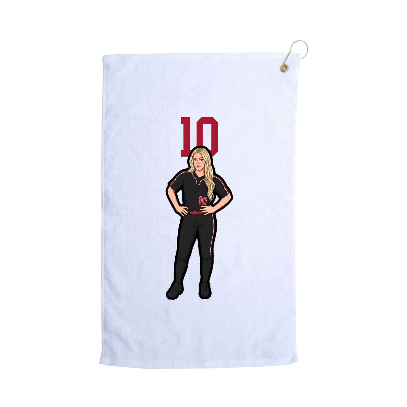 Golf Towel — Number Top in White