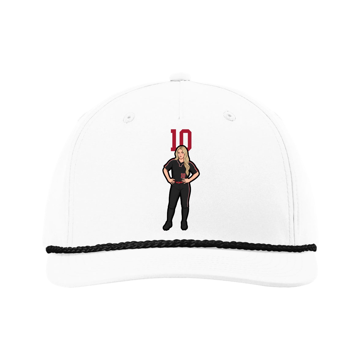 Five-Panel Classic Rope Cap — Number Top in White