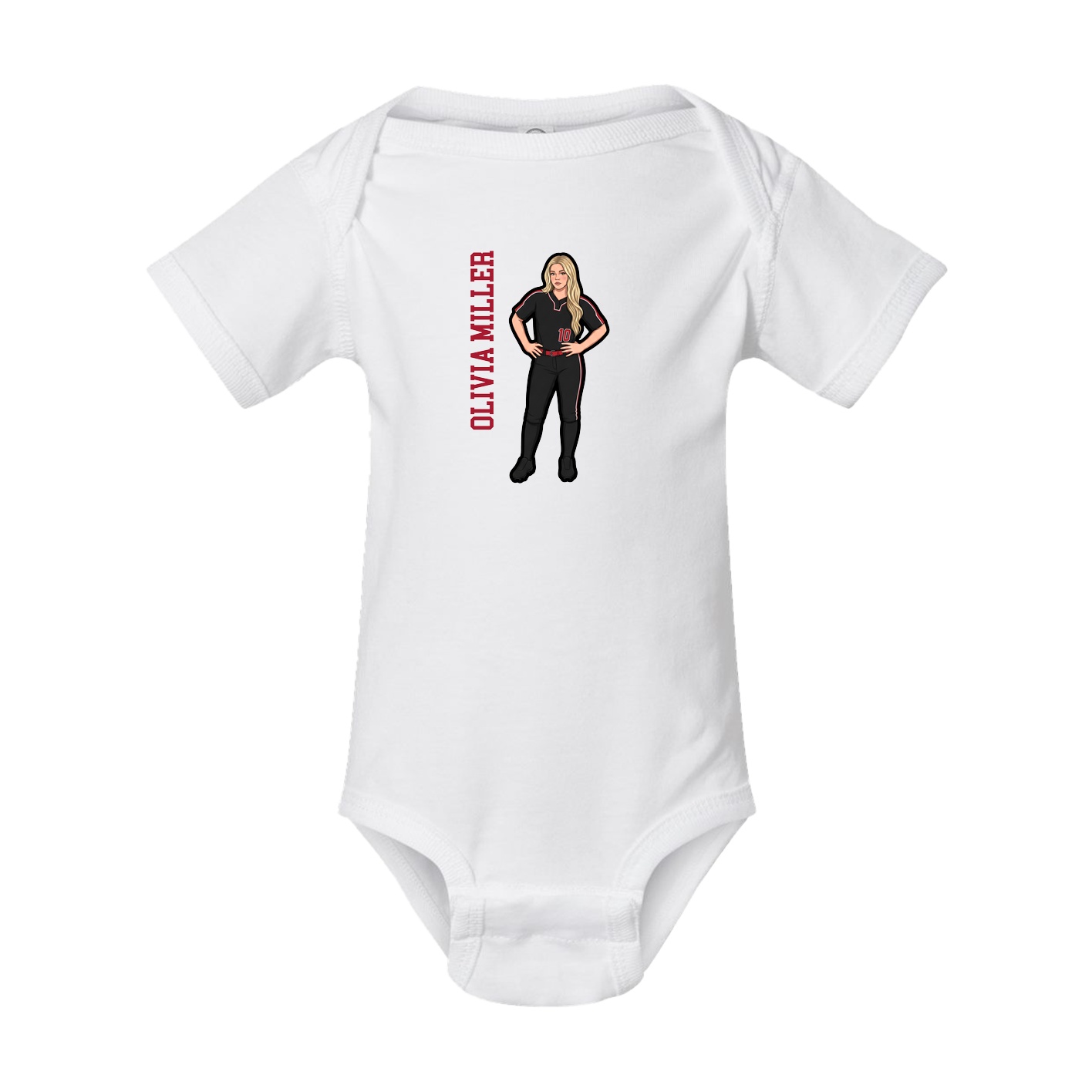 Baby Onesie — Name Vertical in White