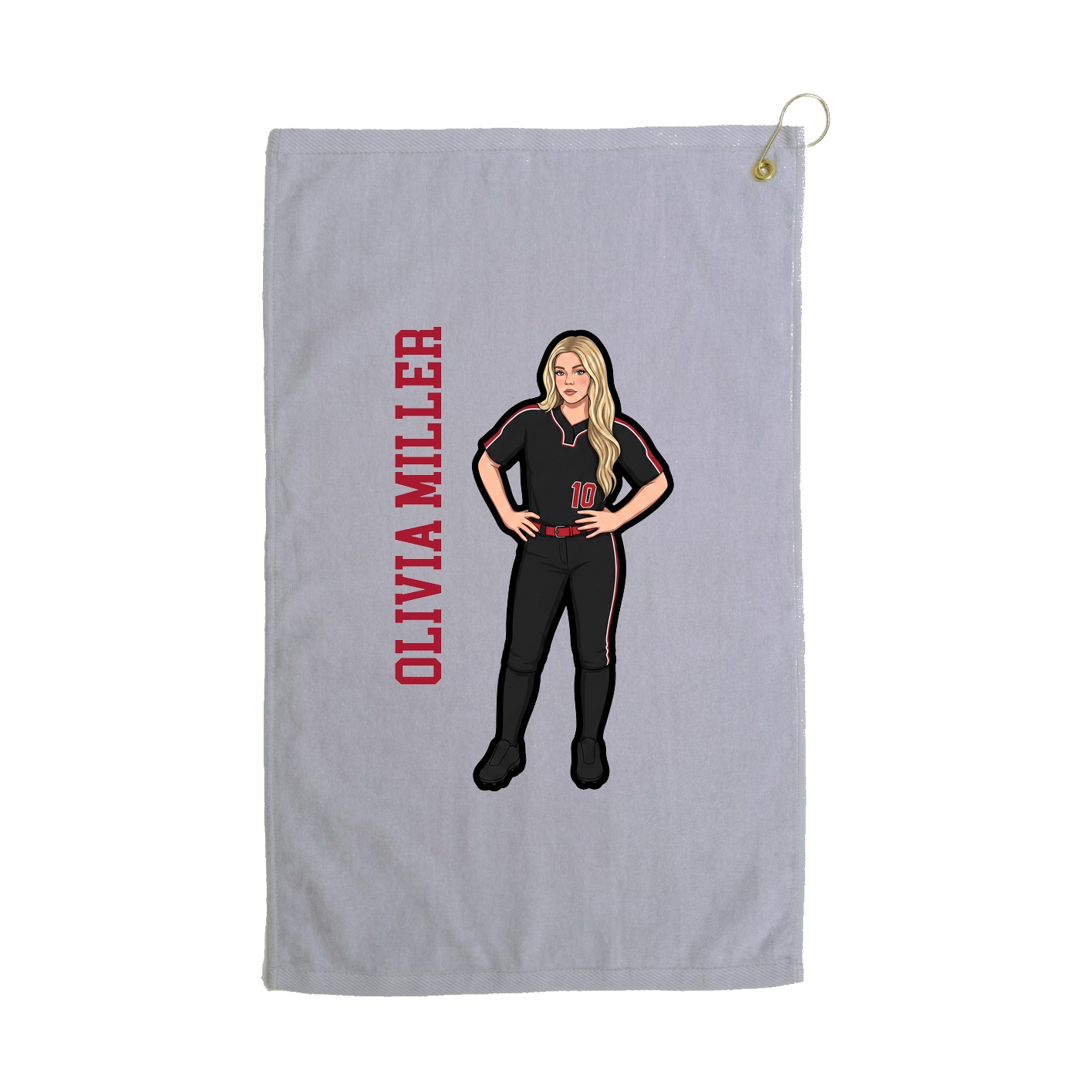Golf Towel — Name Vertical in Grey
