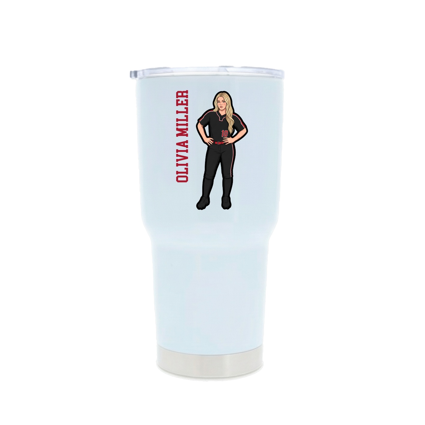 30oz Stainless Steel Tumbler — Name Vertical in White