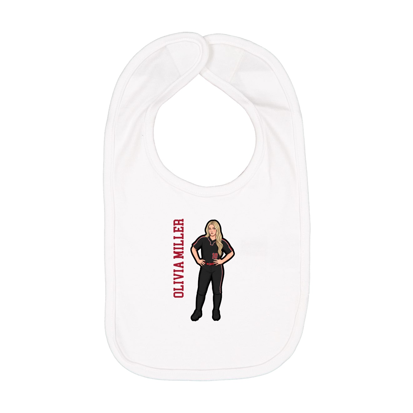 Infant Bib — Name Vertical in White