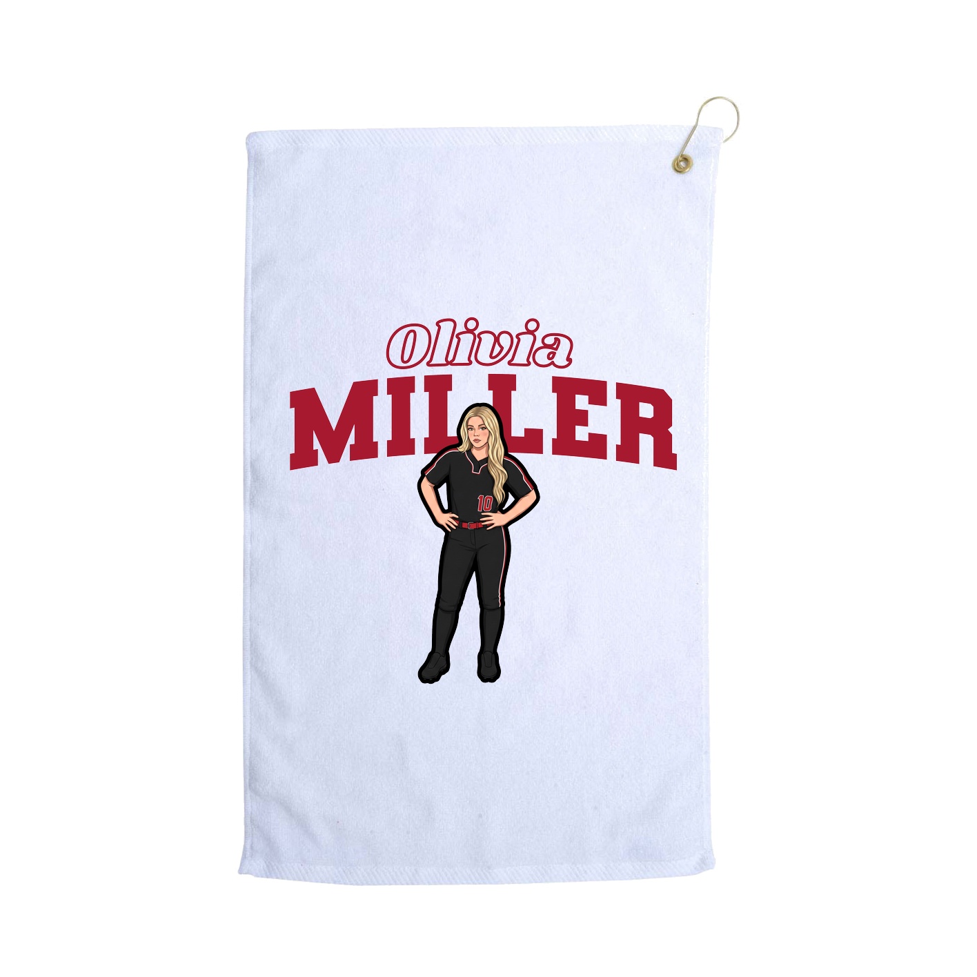 Golf Towel — Name Arch in White