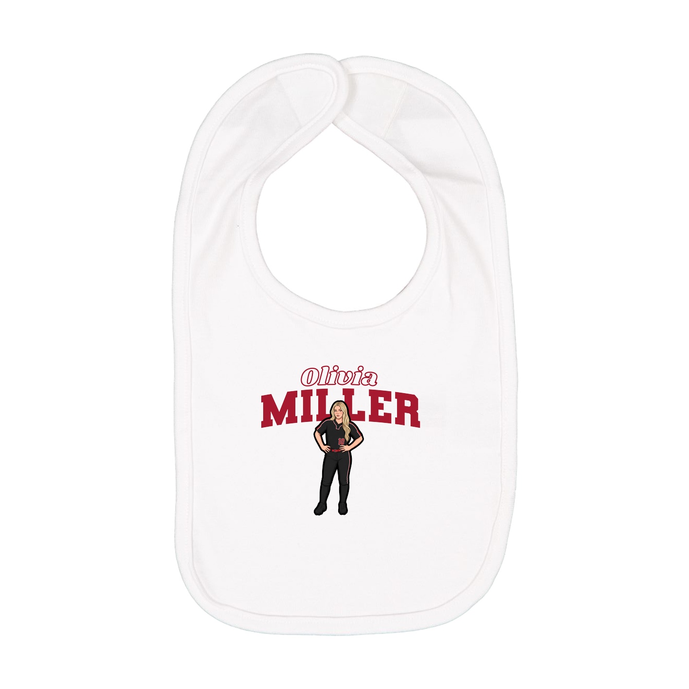 Infant Bib — Name Arch in White
