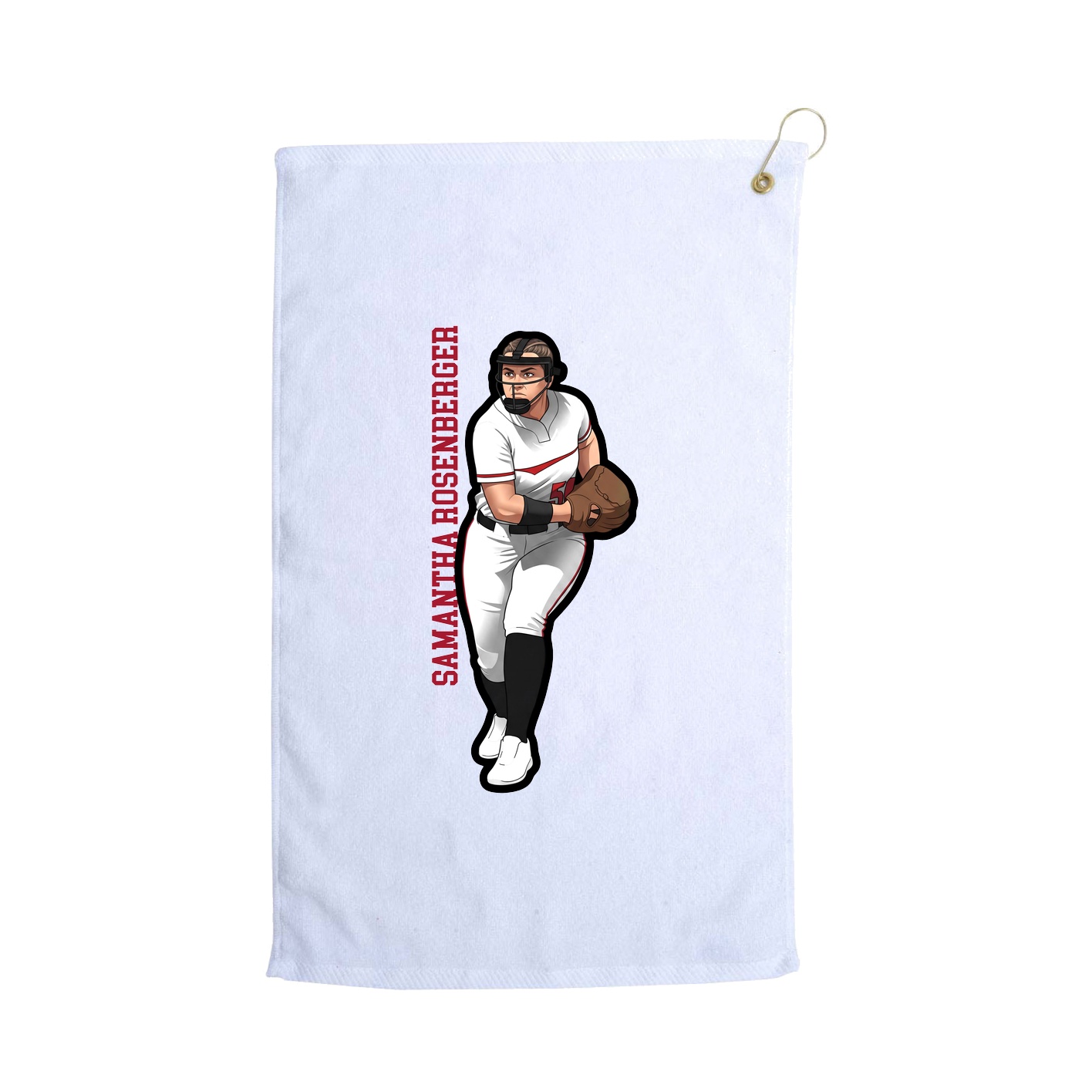 Golf Towel — Name Vertical in White