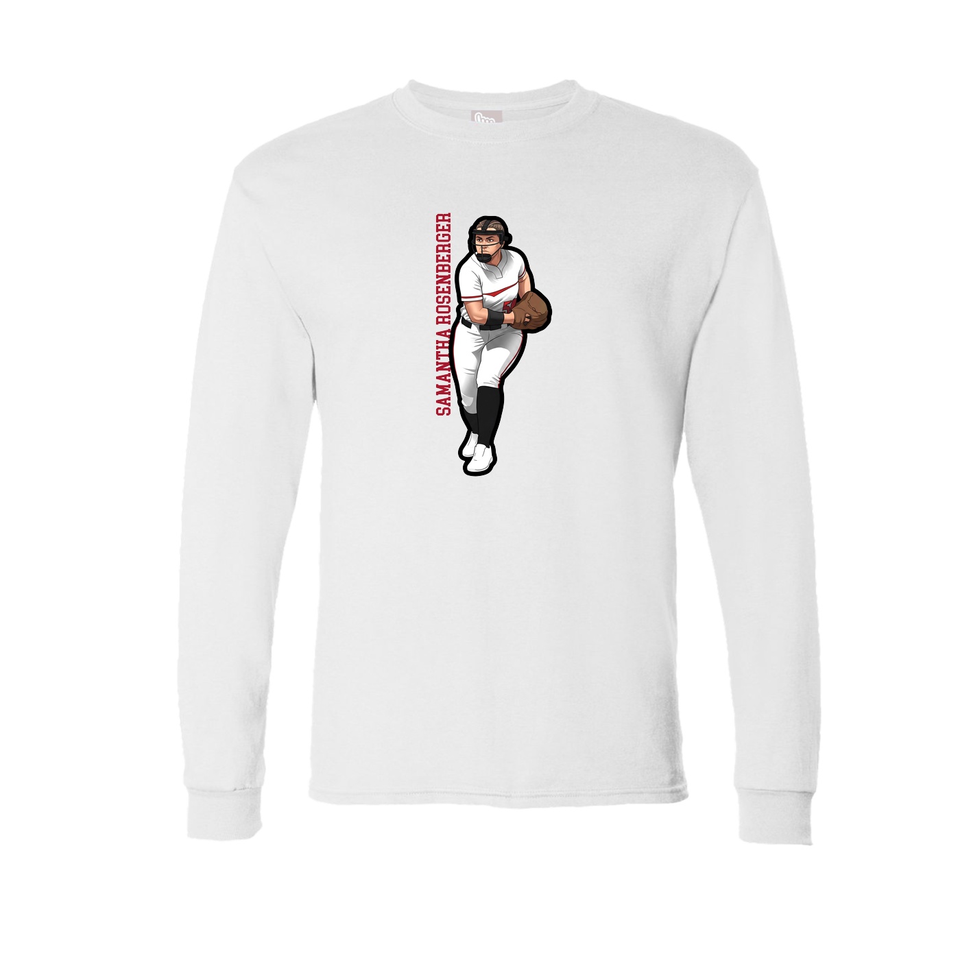Long Sleeve Tee — Name Vertical in White