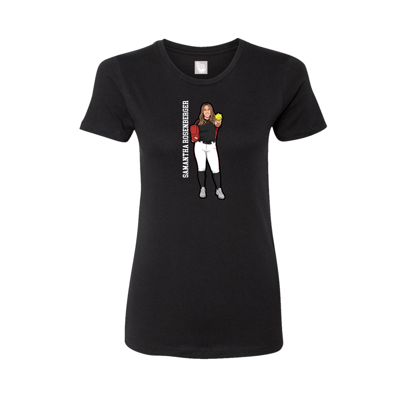 Fitted Women's Tee — Name Vertical in Black