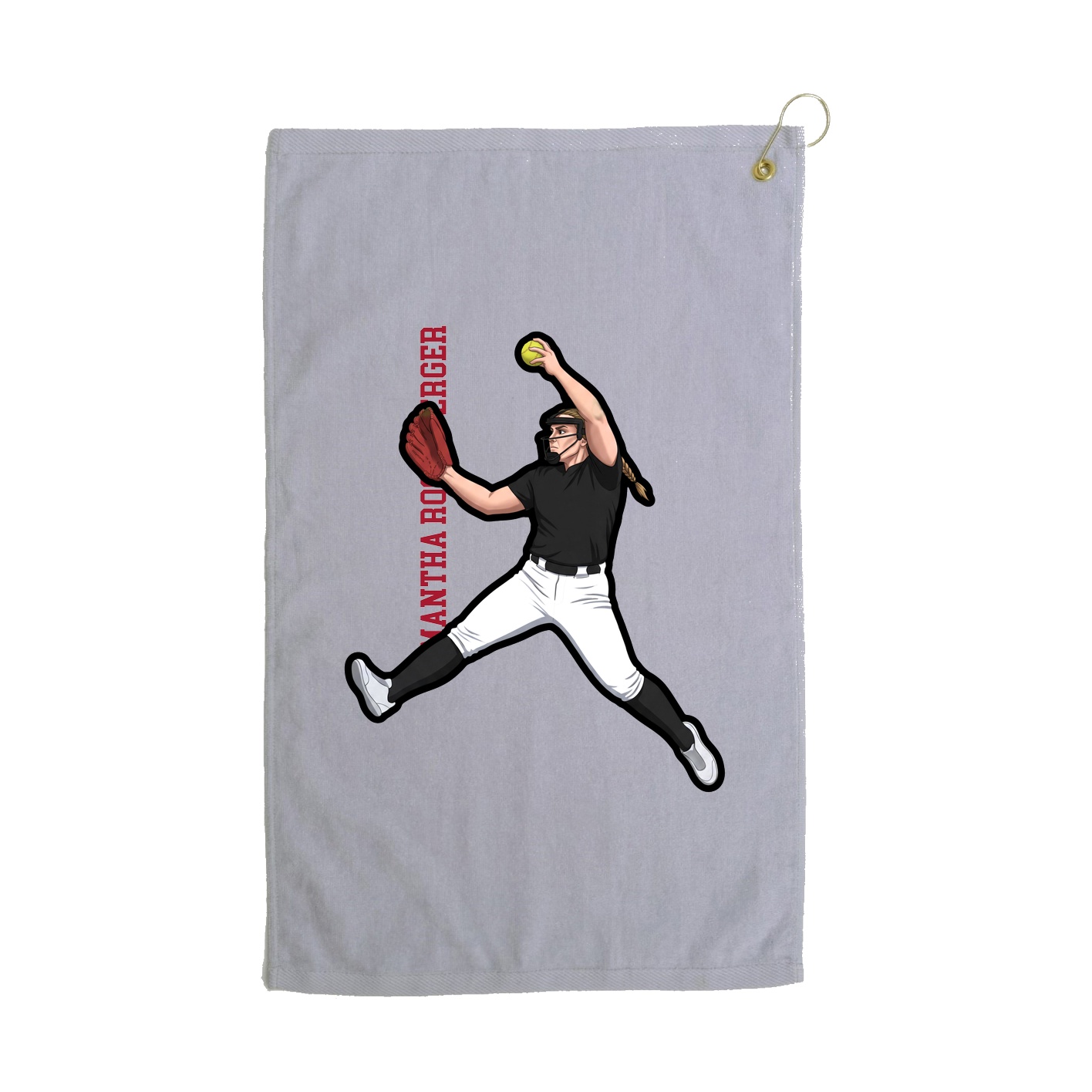 Golf Towel — Name Vertical in Grey