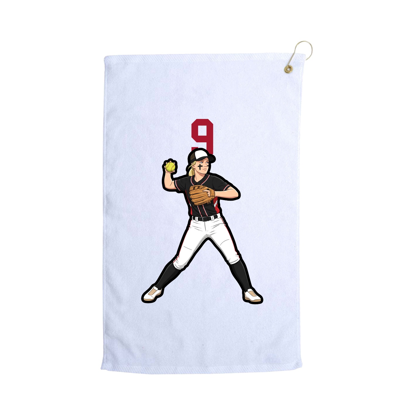 Golf Towel — Number Top in White