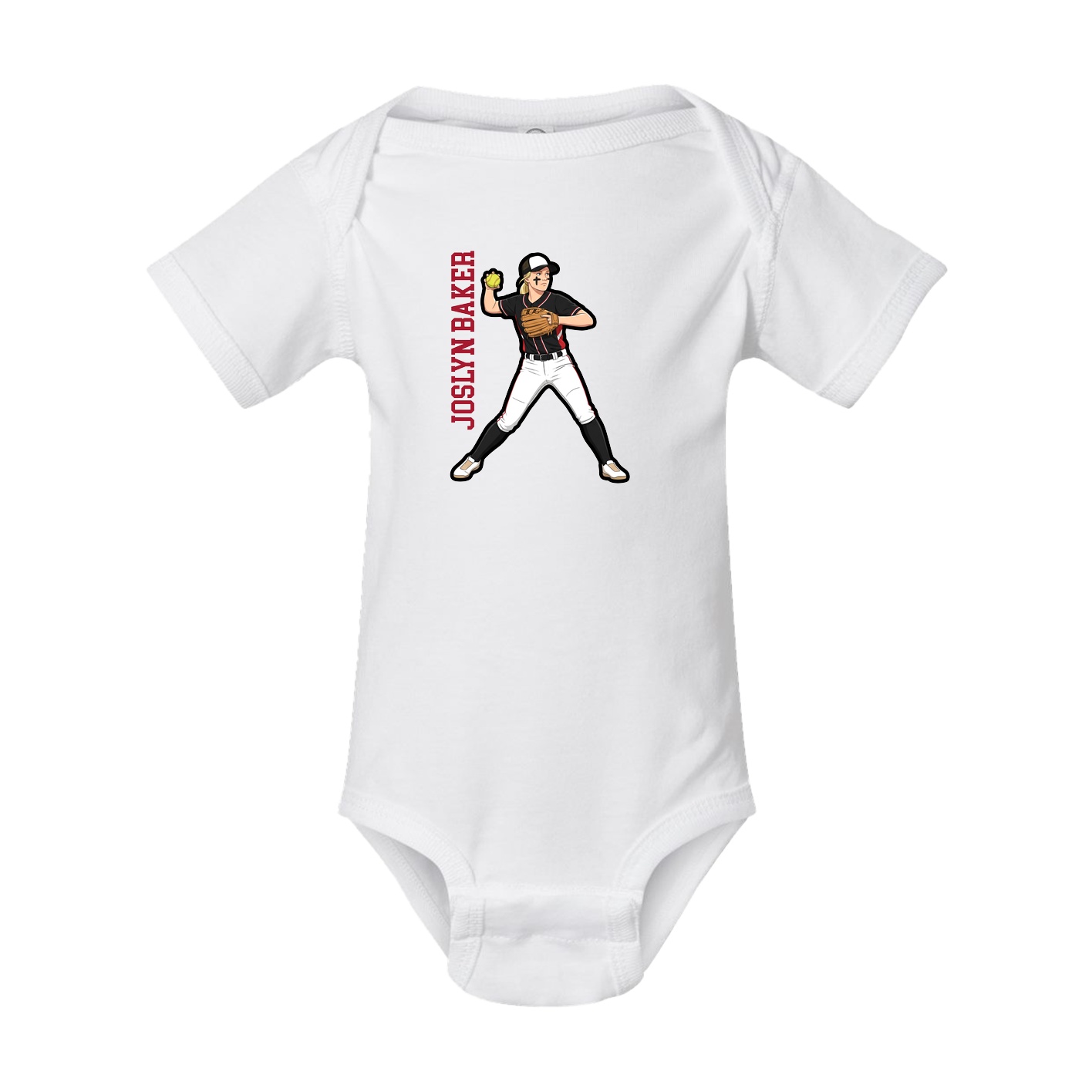Baby Onesie — Name Vertical in White