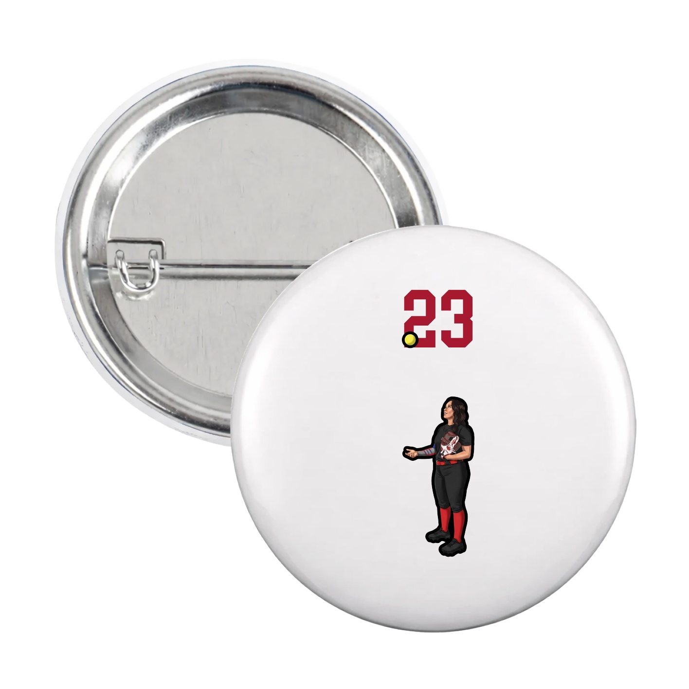 Game Day Button — Number Top in White