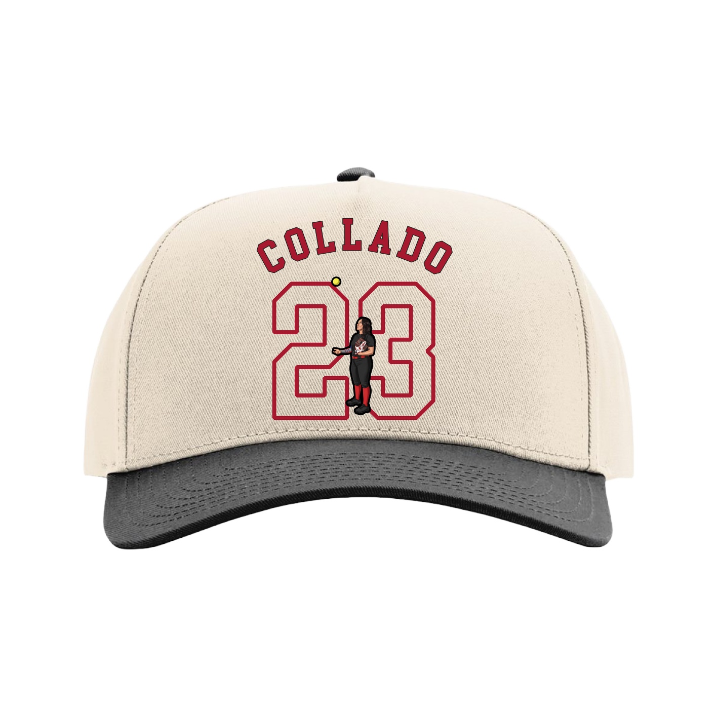 Full Fabric Five-Panel Champ Cap — Shirsey Arch in Cream/Black