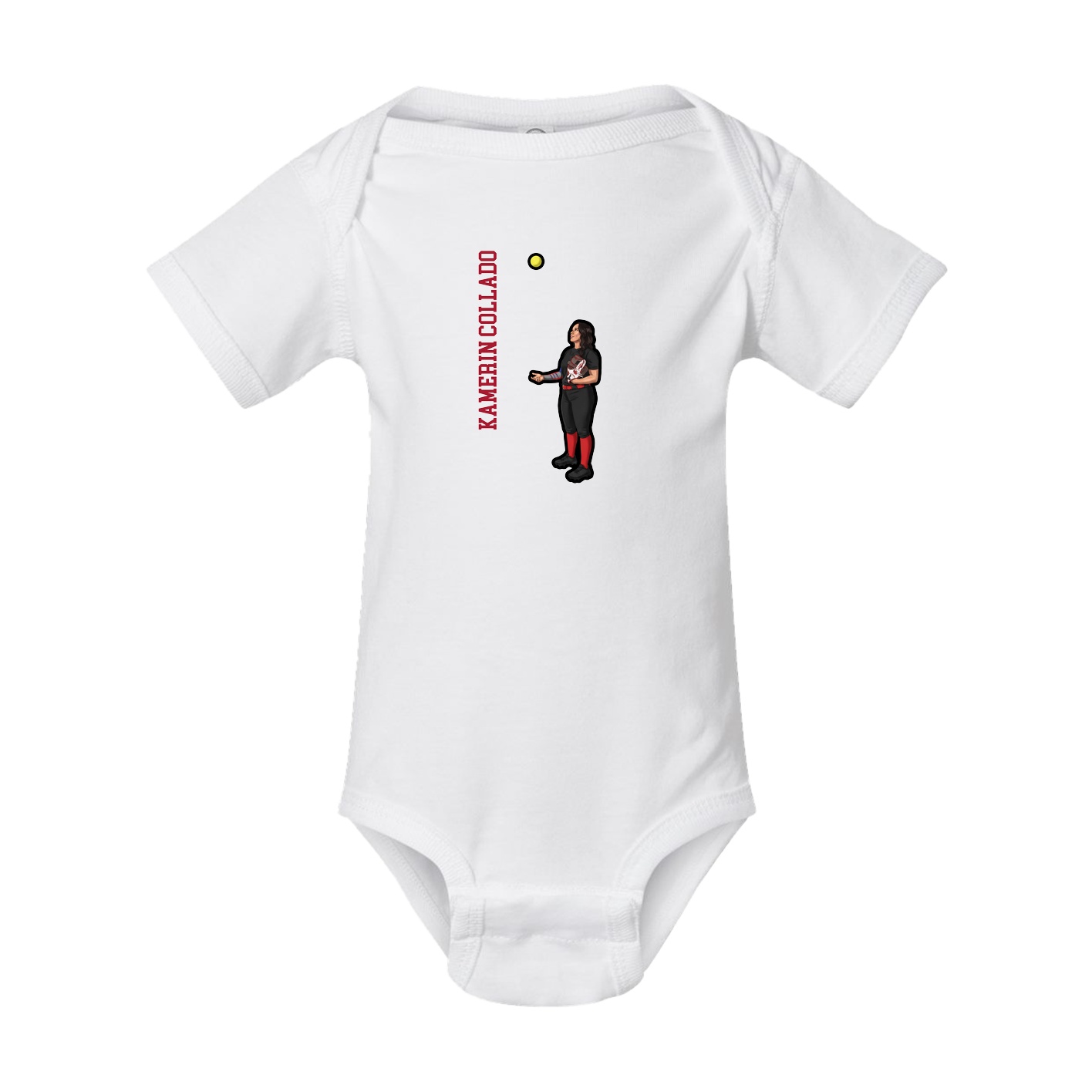 Baby Onesie — Name Vertical in White