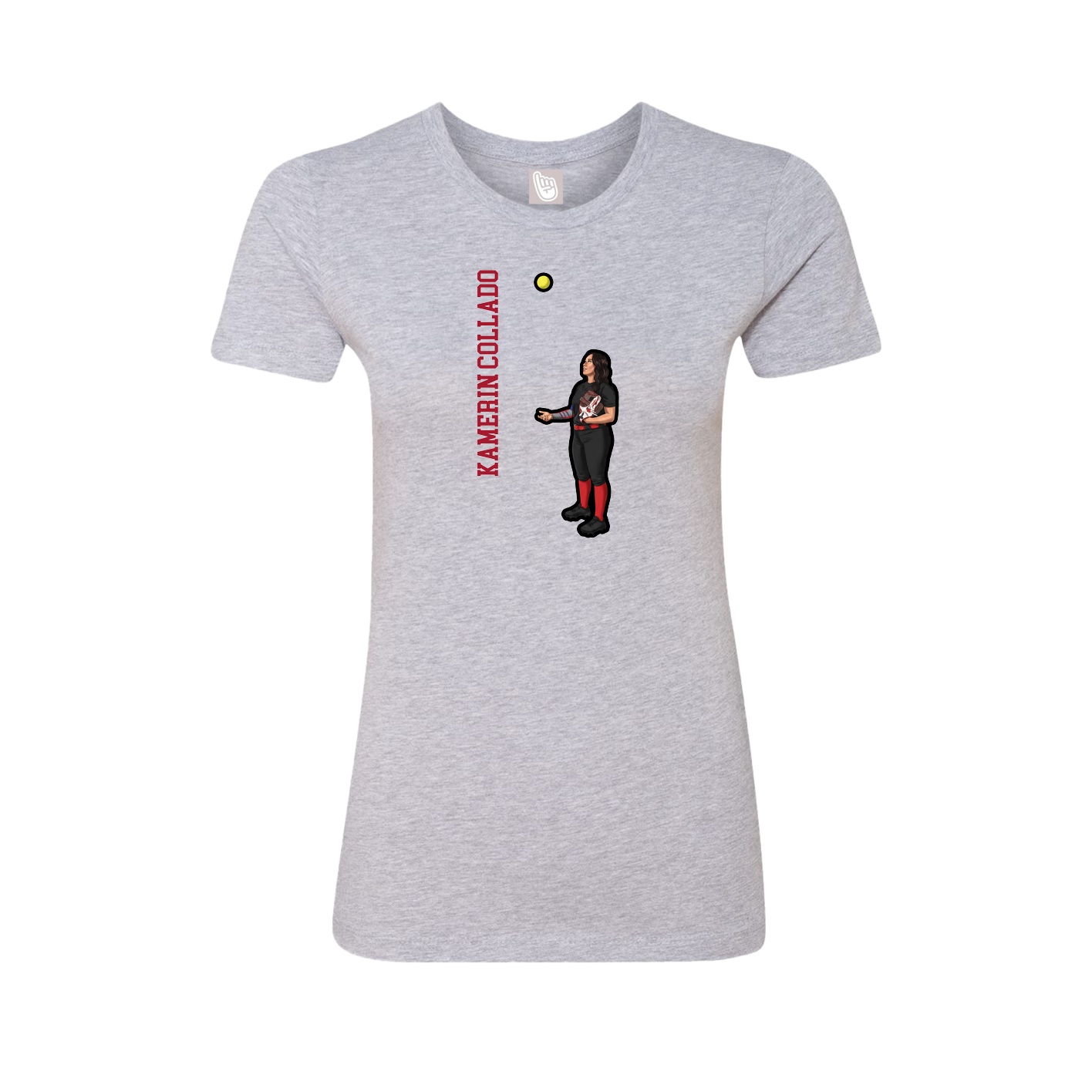 Womens Tee — Name Vertical in Grey