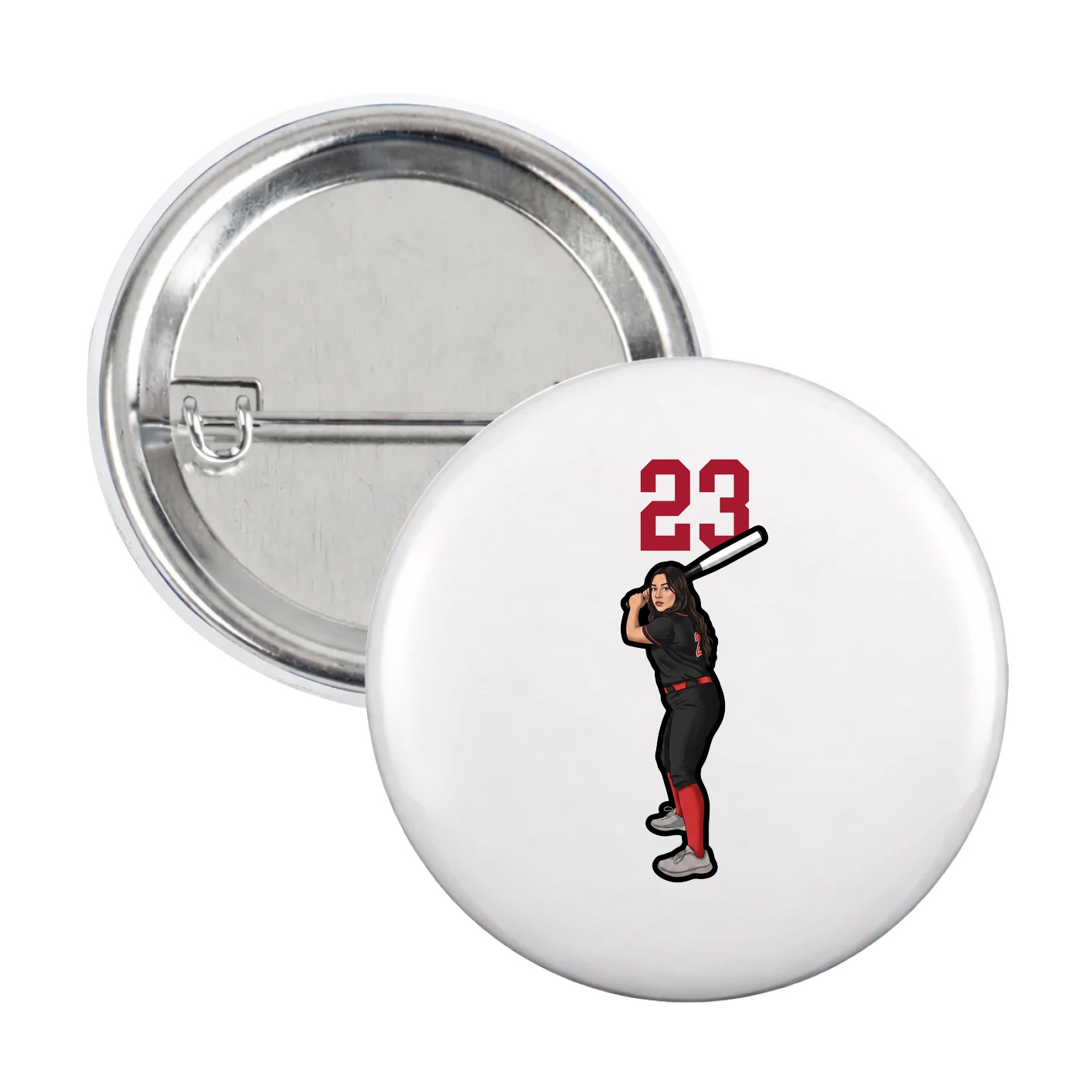 Game Day Button — Number Top in White