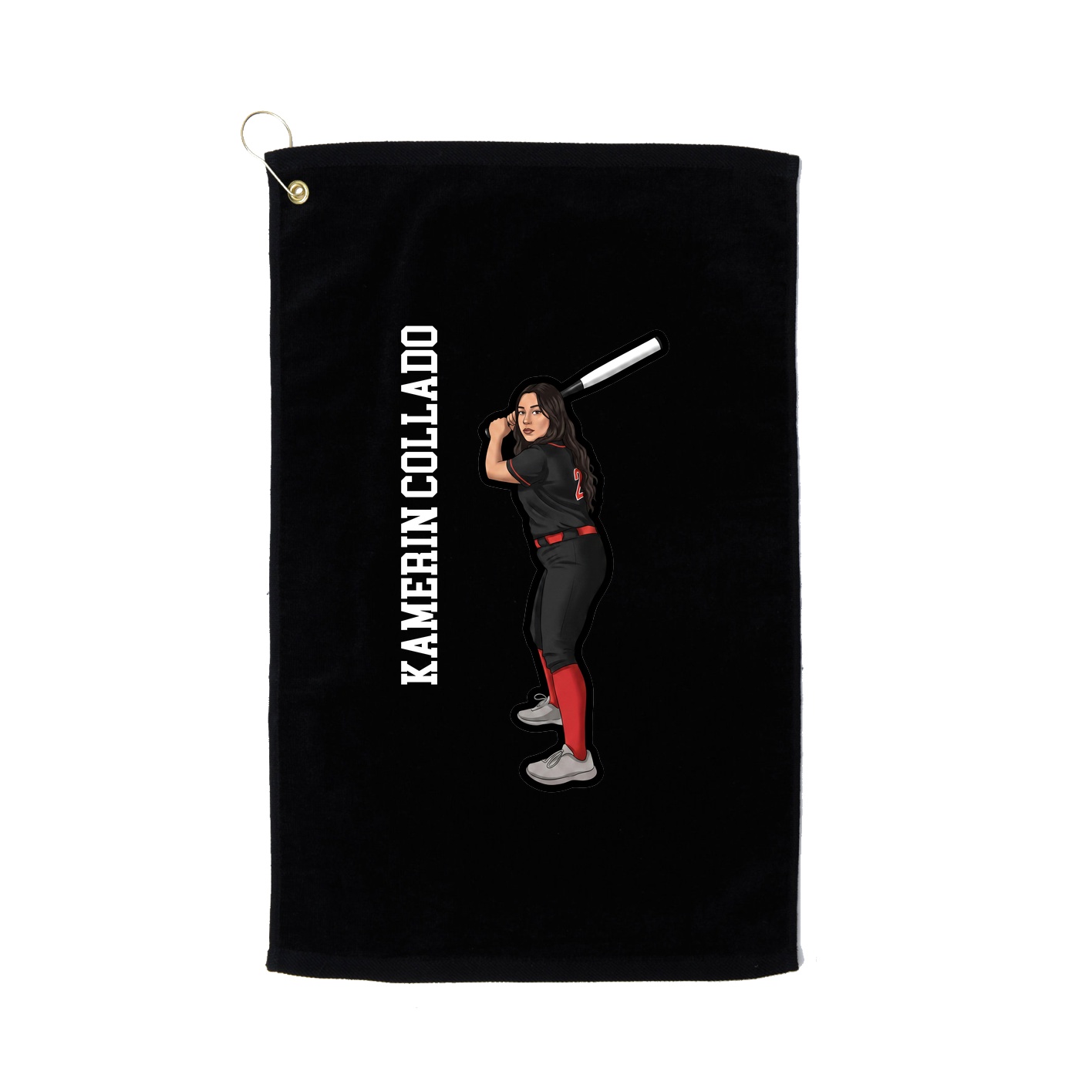 Golf Towel — Name Vertical in Black