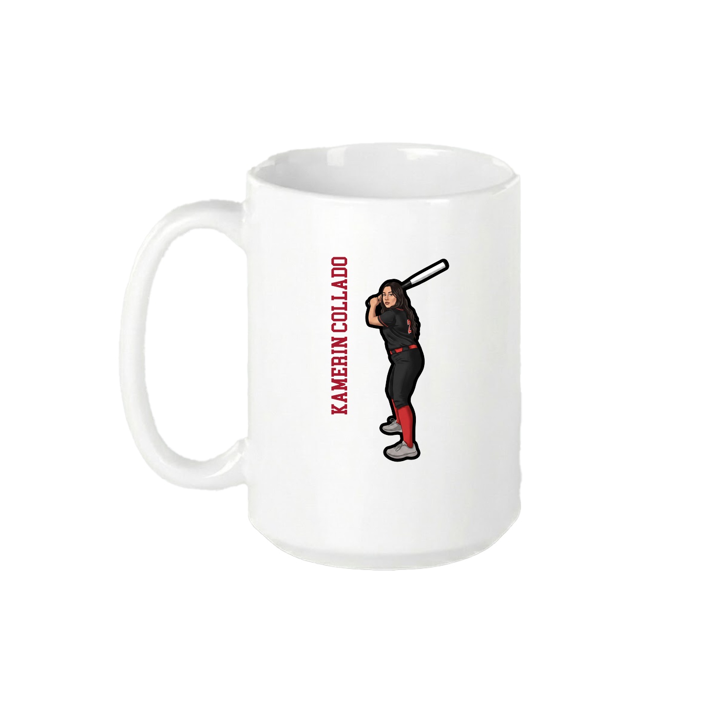 15oz Coffee Mug — Name Vertical in White