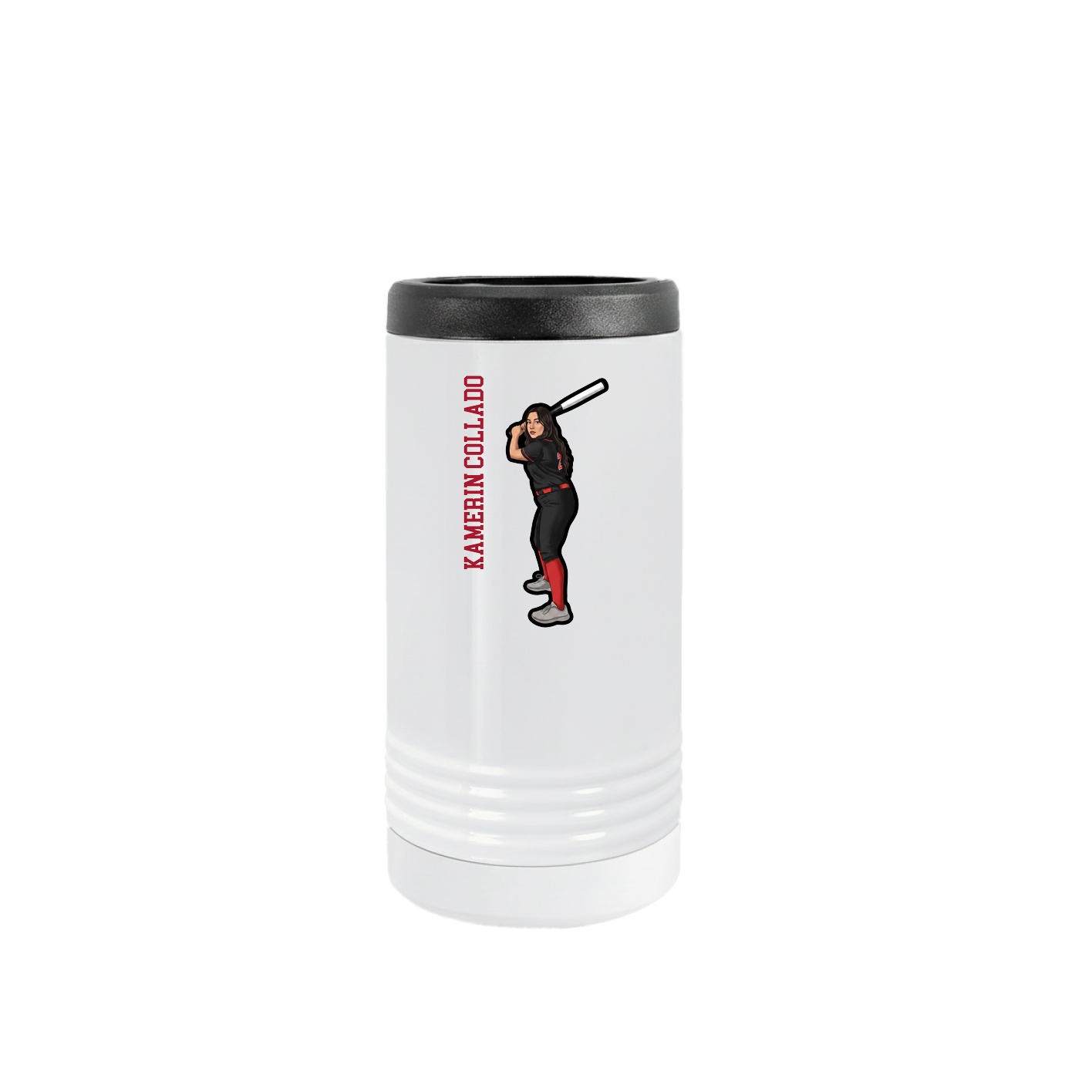 Slim Beverage Holder — Name Vertical in White