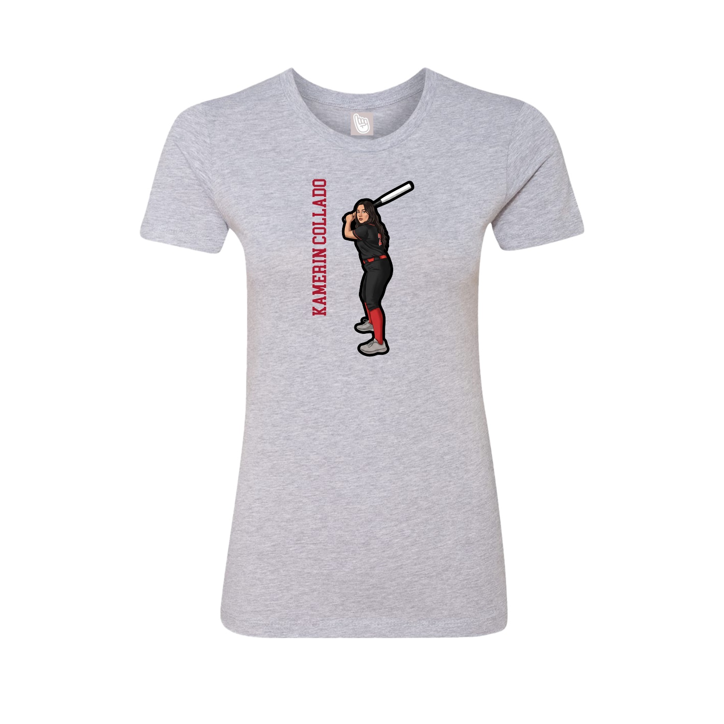 Womens Tee — Name Vertical in Grey