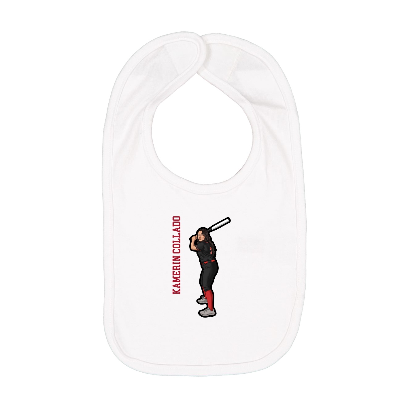 Infant Bib — Name Vertical in White